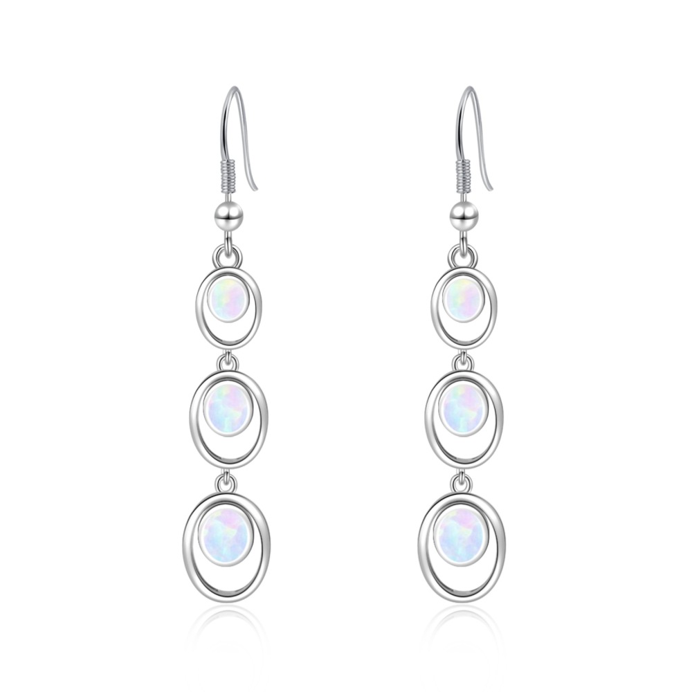 Simple Round Opal Dangle Earrings  Style TikTok Ins Fashion Peruvian Opal Drop Earrings Jewelry Accessories