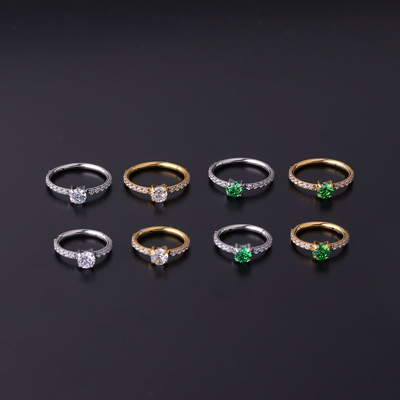 316L Stainless Steel  Zircon Ear Cartilage Rings & Studs Round Waterproof Non Tarnish Surgical Steel Women'S