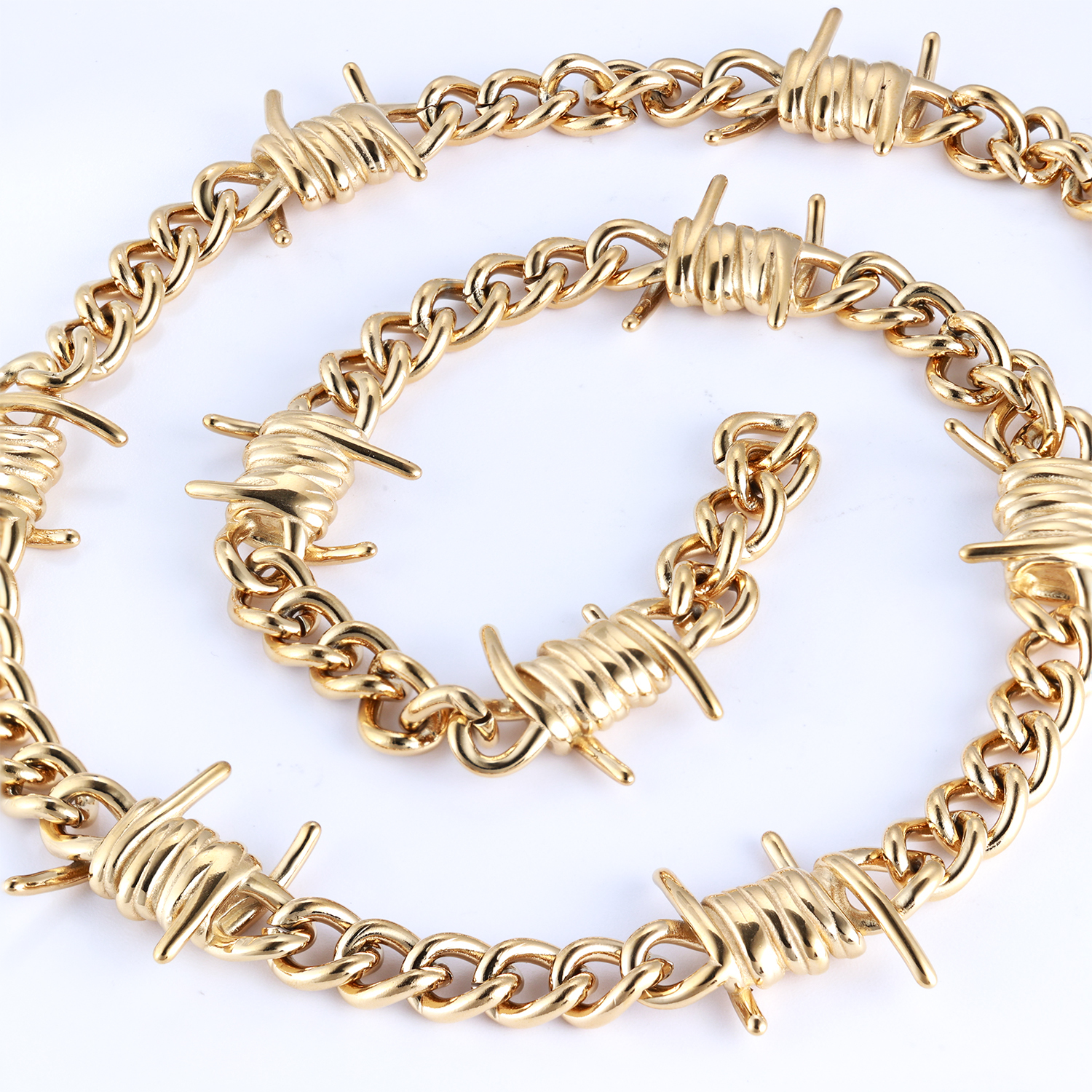 Stainless Steel Hip Hop Style Men's Thorns Necklace Short Version Rock And Simple Classic Cool Cuban Chain Jewelry Accessory
