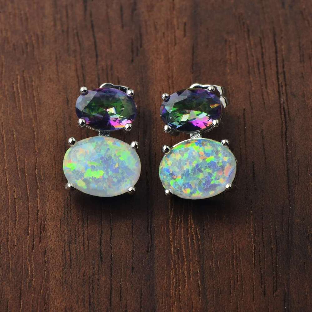 Hawaii Style Oval Shape TikTok Popular Ear Cuff Rings Opal Unisex Copper Material Jewelry Accessories Ear Rings Circular And Oval