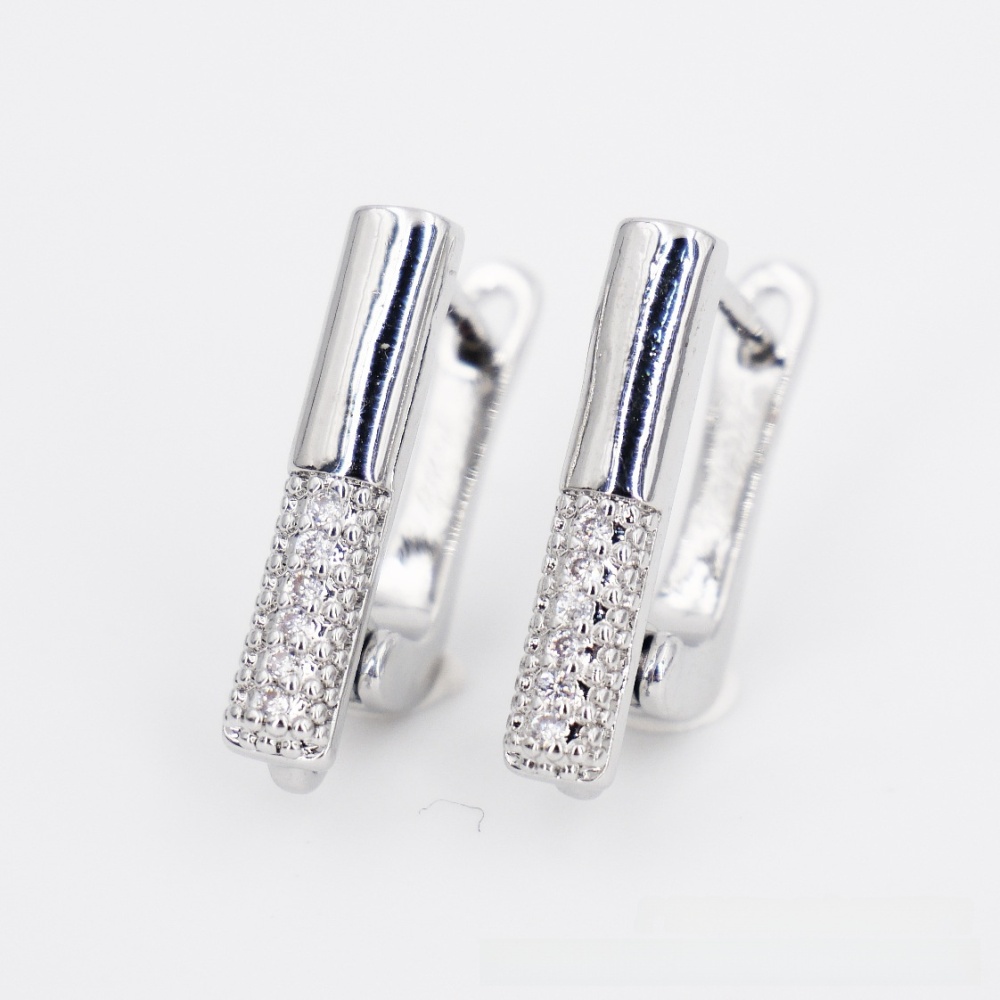 Platinum Plated Pearl Earrings Micro Inlaid Zircon Trendy DIY Jewelry Accessories U-Shaped Geometric