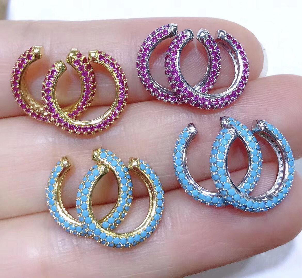 Fashion Geometric Plating Copper Zircon Copper Earrings