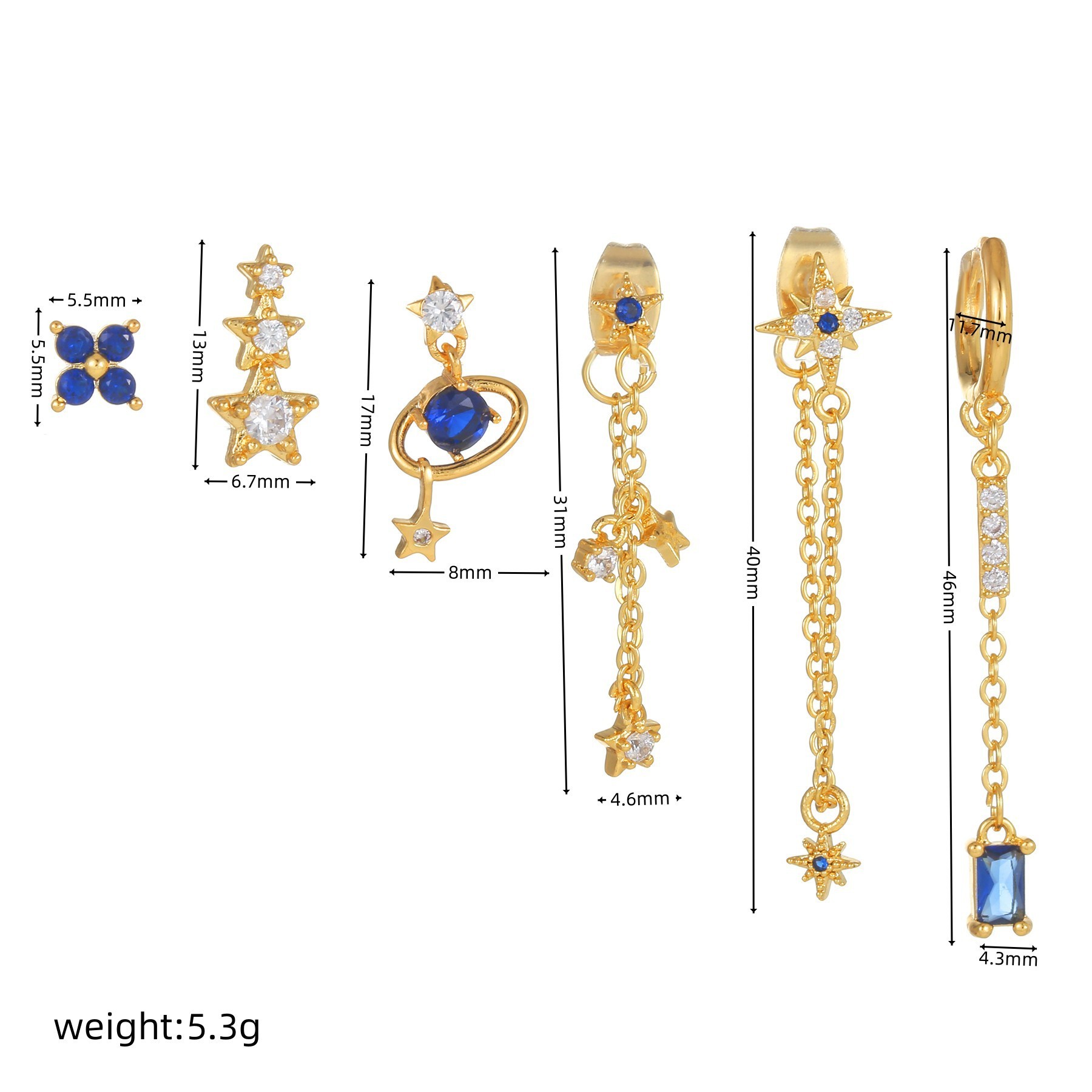 Simple Style Star Tassel Copper Inlay Zircon Women's Earrings 1 Set