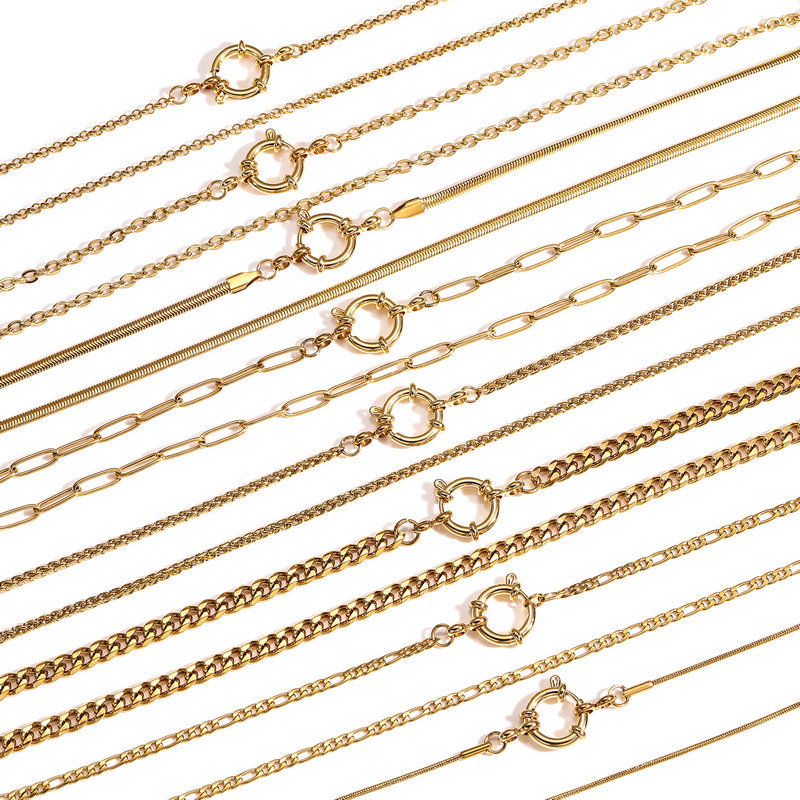 Minimalist Snake Bone Chain DIY Jewelry Stainless Steel 18K Gold Clasp Collarbone Chain Accessories