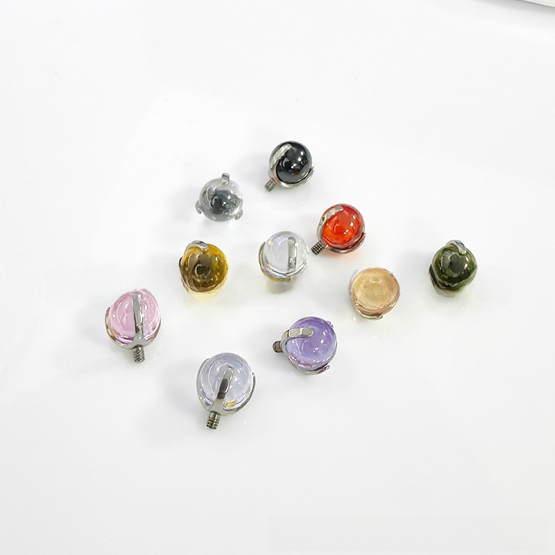 F136 Titanium Three Claw Embryo Ball Zirconia Round Bead Tongue And Lip Studs Piercing Accessories Earrings Titanium Alloy