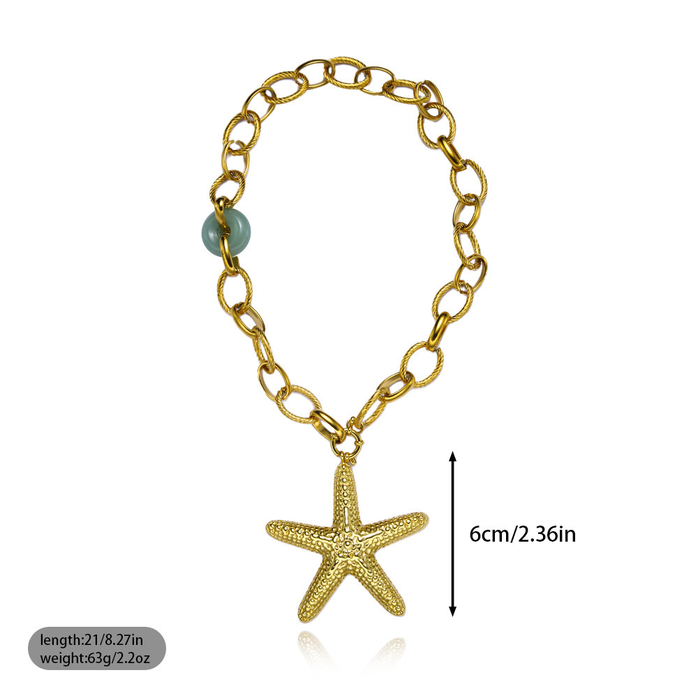 Star And Conch Shell Pendant Women's Necklace Simple Design Summer Vacation Jewelry Accessories Silver Year Gold