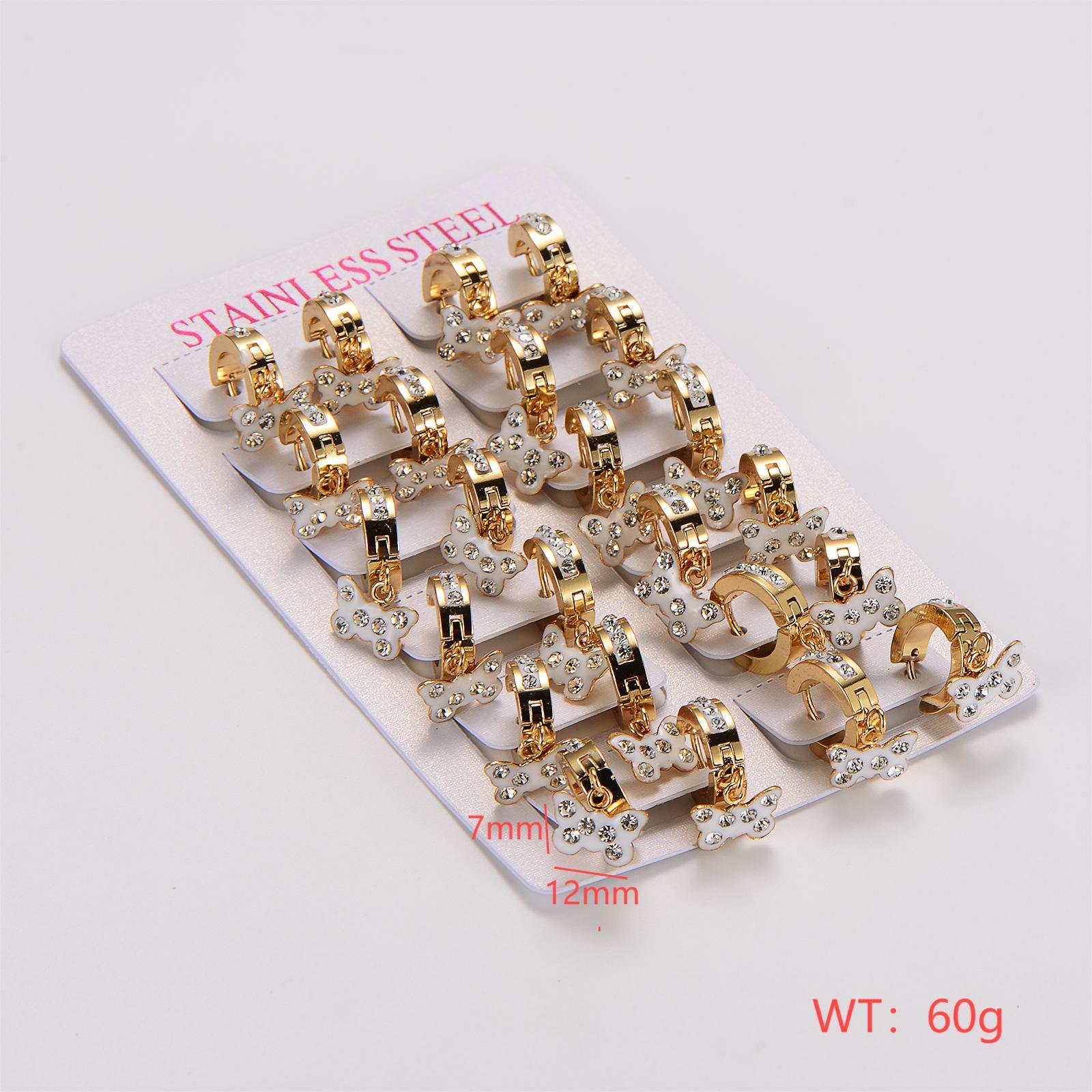 304 Stainless Steel Heart Shape Flower Butterfly Imitation Gold  Classic Style Commute Earrings
