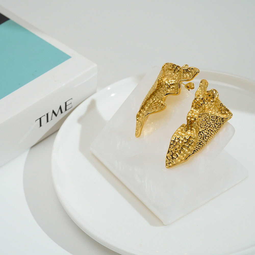 Foldable Titanium Steel Triangle Crease Earrings Plated 18K Gold  Style Daily Wear Jewelry Accessories