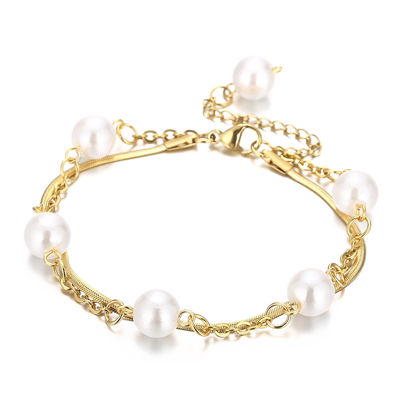 304 Stainless Steel Shell PVD Coated 18K Real Gold Plated Classic Style Waterproof Non Tarnish Patchwork Bracelets
