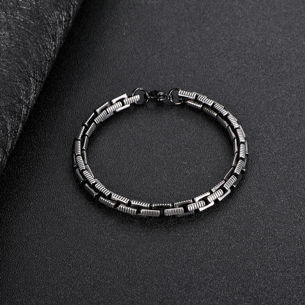 304 Stainless Steel Men's Accessories Square Serrated Pattern Handmade Chain Non-Fading Jewelry Unisex Spliced Tassel