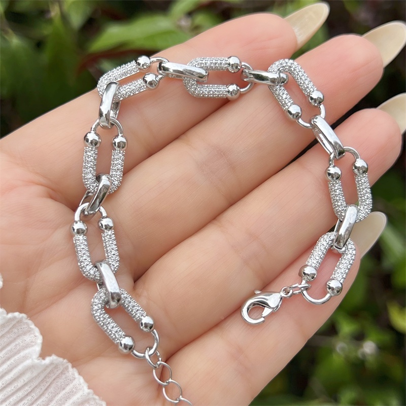 Classic Elegant Style Colorful Zircon Bracelet Fashion High-end Copper Plated 18K Gold Versatile Daily Wear Star Vacuum Plating (Furnace)