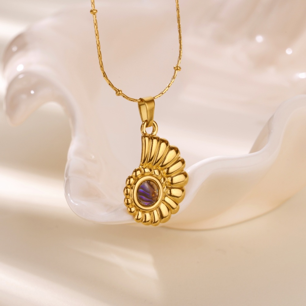 3pcs/set 18K Gold Plated Conch Jewelry Set Stainless Steel Necklace Three-piece Set Ocean Lucky Conch Style Enamel Craft Jewelry Set Accessories Daily Vacation Wear Valentine's Day Gift