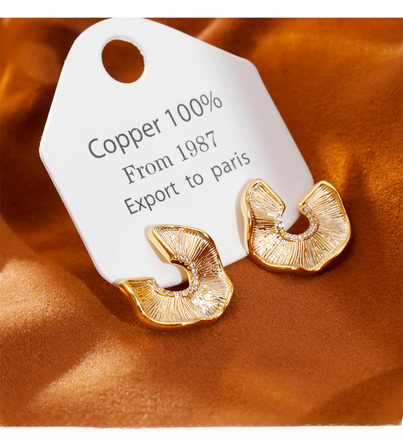 Fashionable Designer Earrings Irregular Texture 3D Simple Elegant New Arrival 2025 Trendy Women's Round Elliptical Zirconia Jewelry
