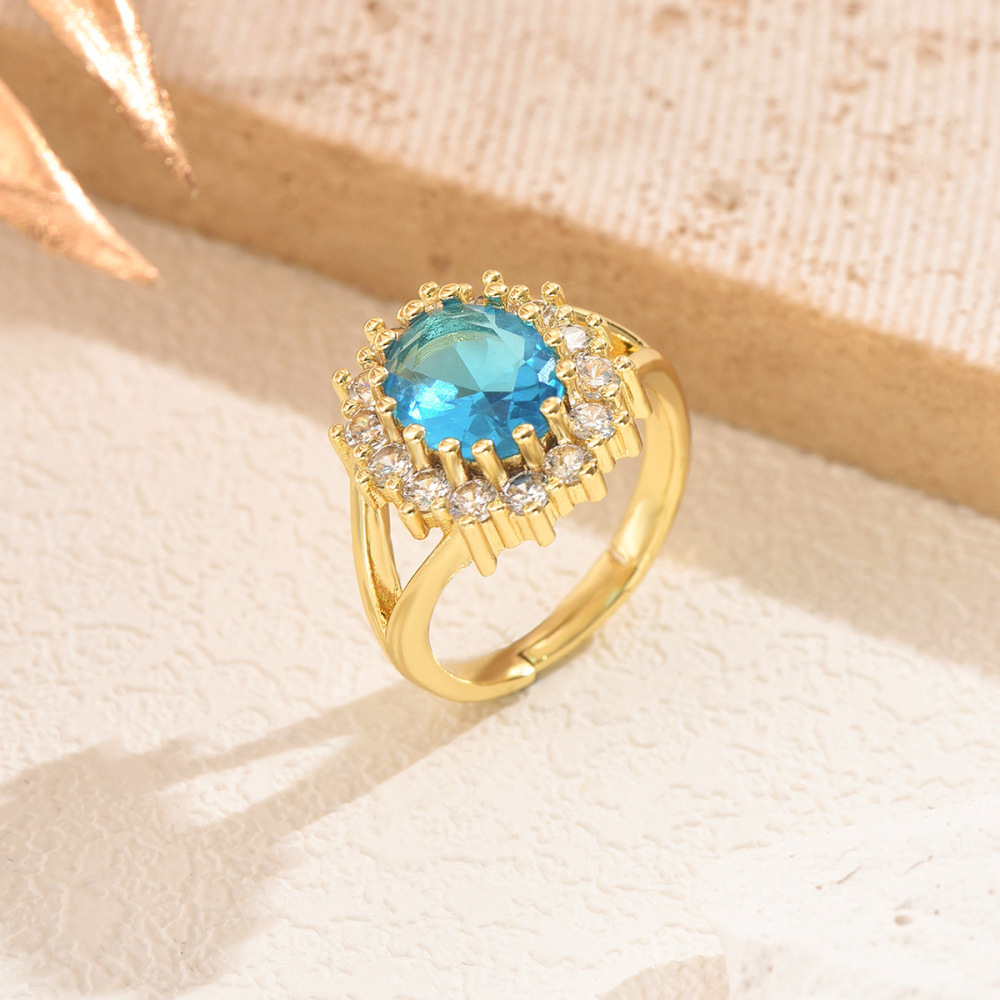 Elegant Blue Zirconia Jewelry Set  Style Necklace Earrings Rings Stainless Steel Luxury Accessories