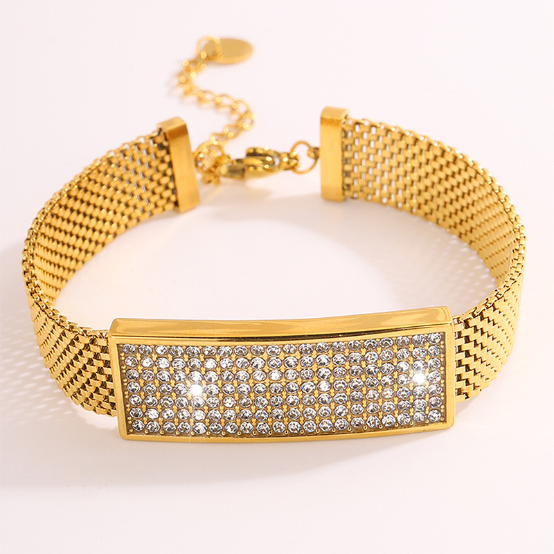 PVD Coated Real Gold Plated Geometric Solid Color 304 Stainless Steel Retro Classic Style Waterproof Non Tarnish 304 Stainless Steel Bracelets