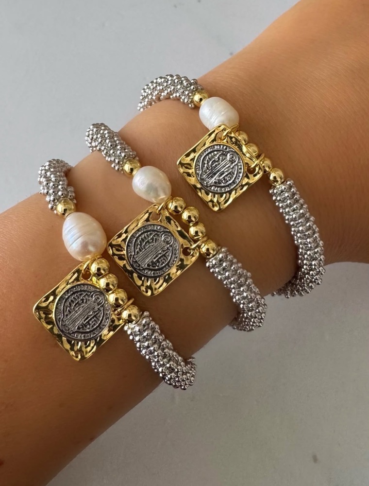 Hand-woven Rope Accessories Natural Pearl Copper Vacuum Electroplating (Furnace) Freshwater Pearl Bracelet