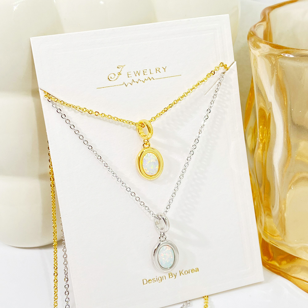 French Style Opal Tiger Eye Pendant Necklace New Fresh Niche Design High-End Birthstone Jewelry Women's Fashion Accessory