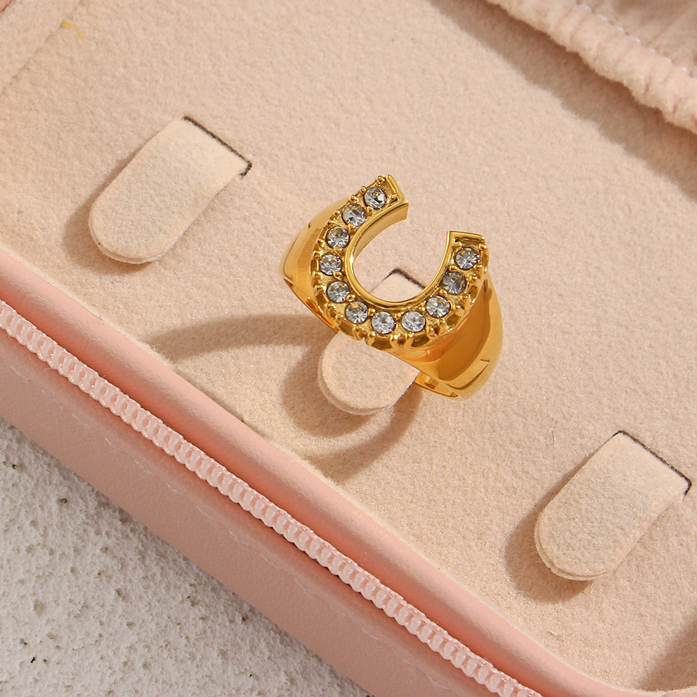 PVD Coated Real Gold Plated 18K Gold Geometric 304 Stainless Steel Fashion Waterproof Non Tarnish Rings
