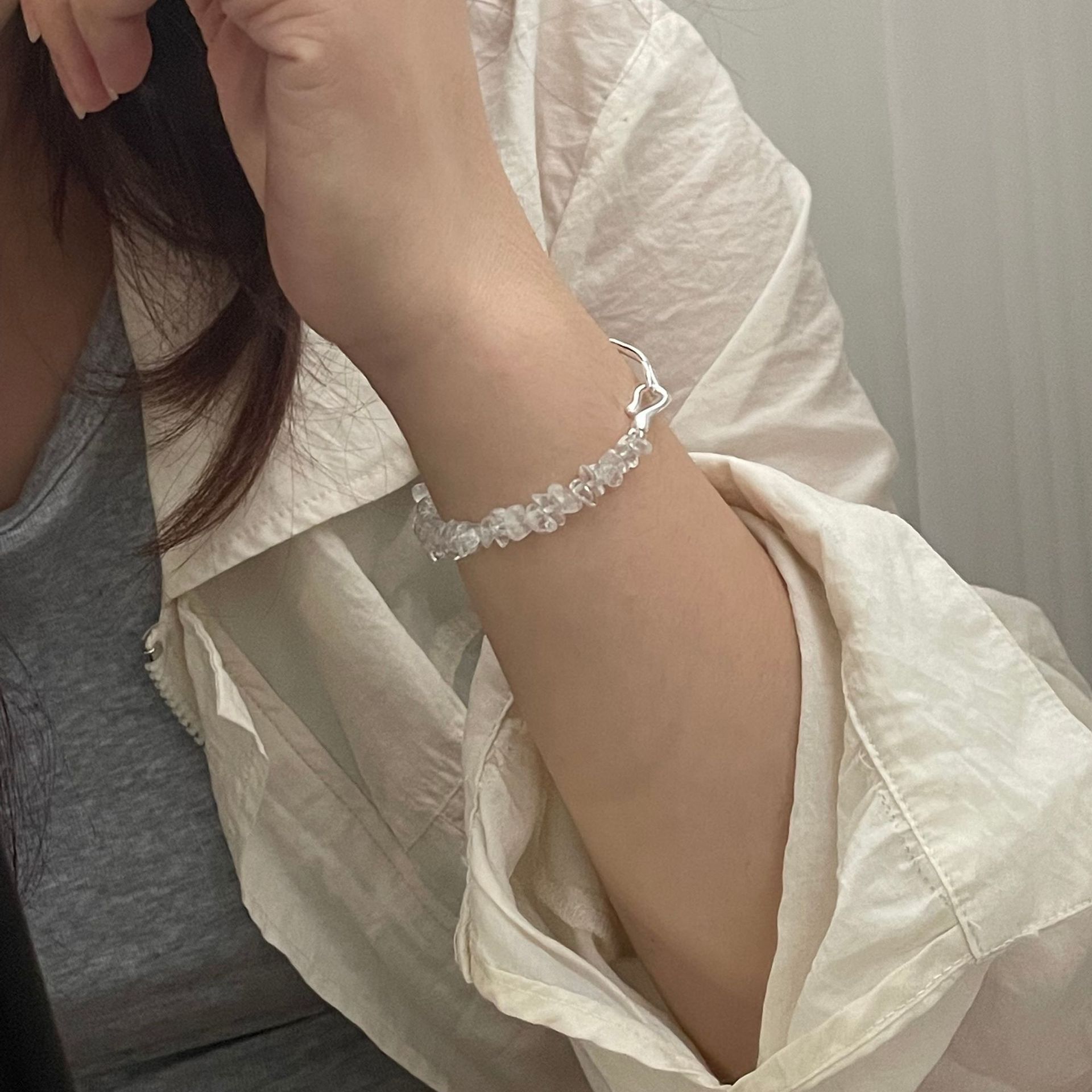 Seyna 925 Silver New Style Simple Fashion White Crystal Bracelet Geometric Pattern Irregular Electroplated Women's Jewelry