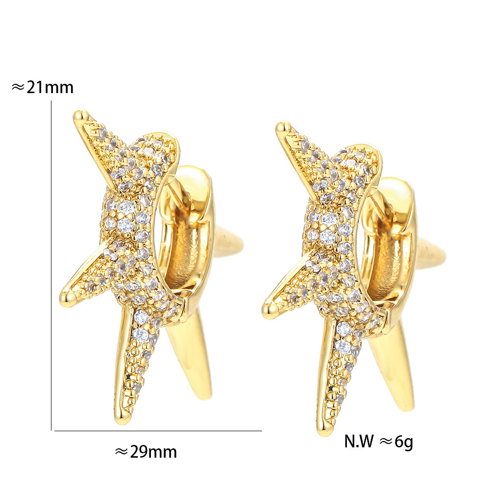 Wholesale Jewelry Diamond Spiked Irregular Shape Copper Earrings Nihaojewelry
