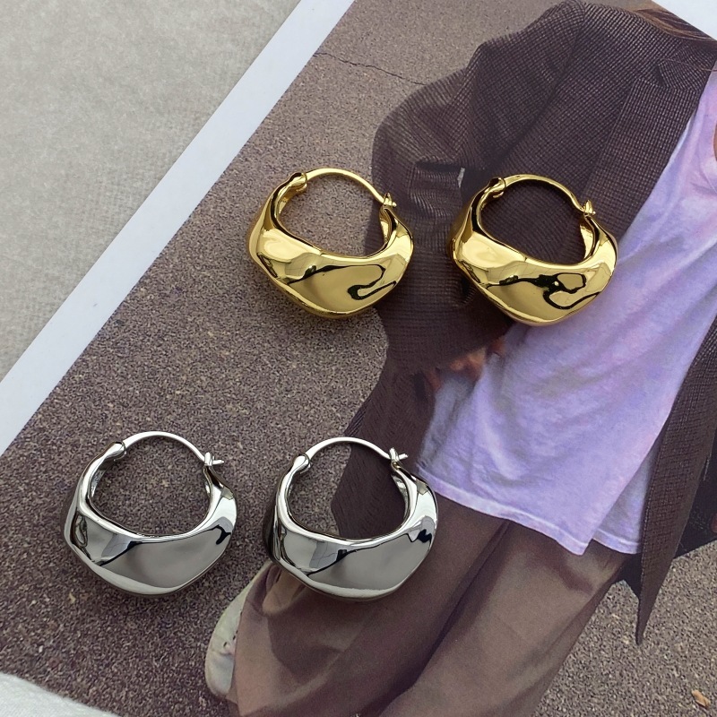 Elegant Geometric Pattern Enamel Earrings For Women Vintage High-End Small-Batch Design Fashionable Copper Jewelry Accessories