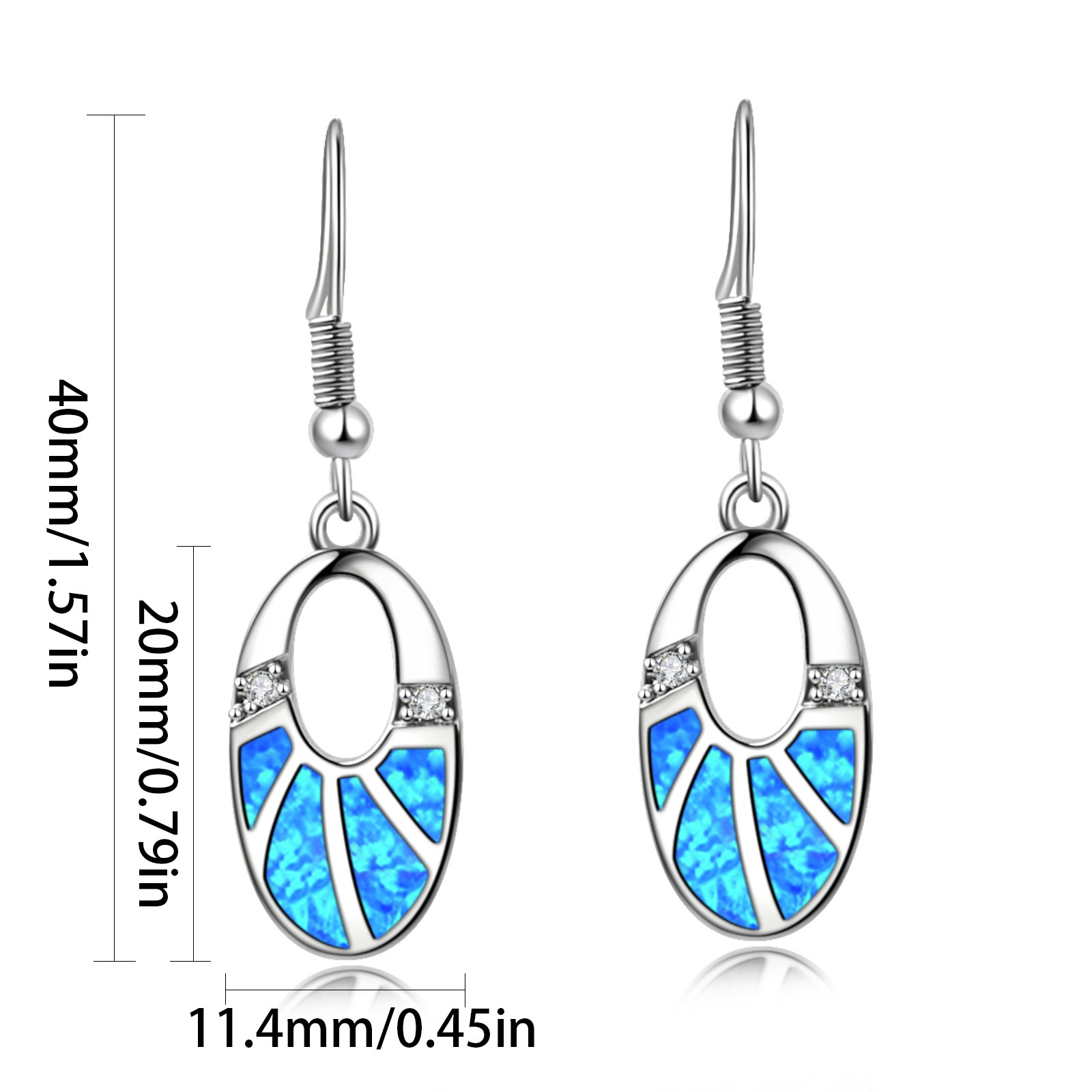 TikTok Ins Style Oval Opal European Amber European Fashion Drop Earrings Copper Material Holiday Style Jewelry Accessories
