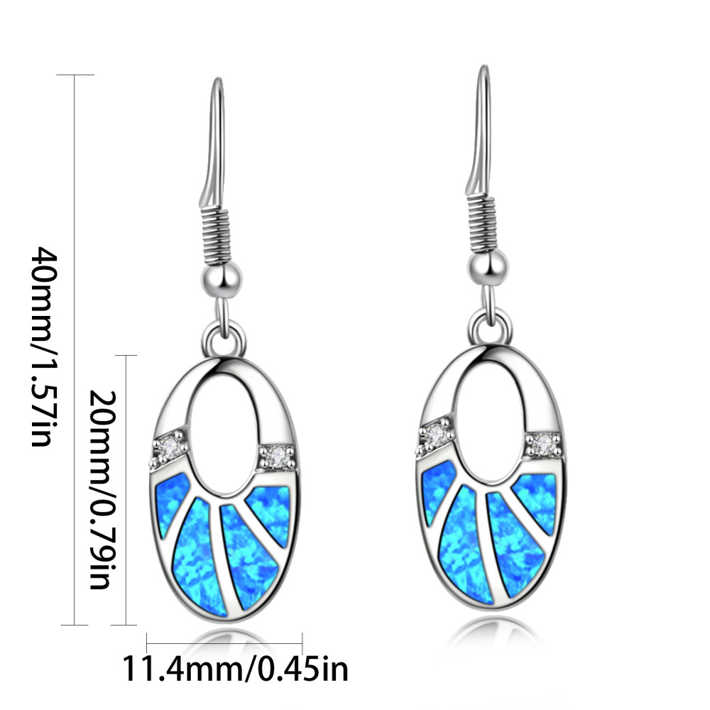 TikTok Ins Style Oval Opal European Amber European Fashion Drop Earrings Copper Material Holiday Style Jewelry Accessories