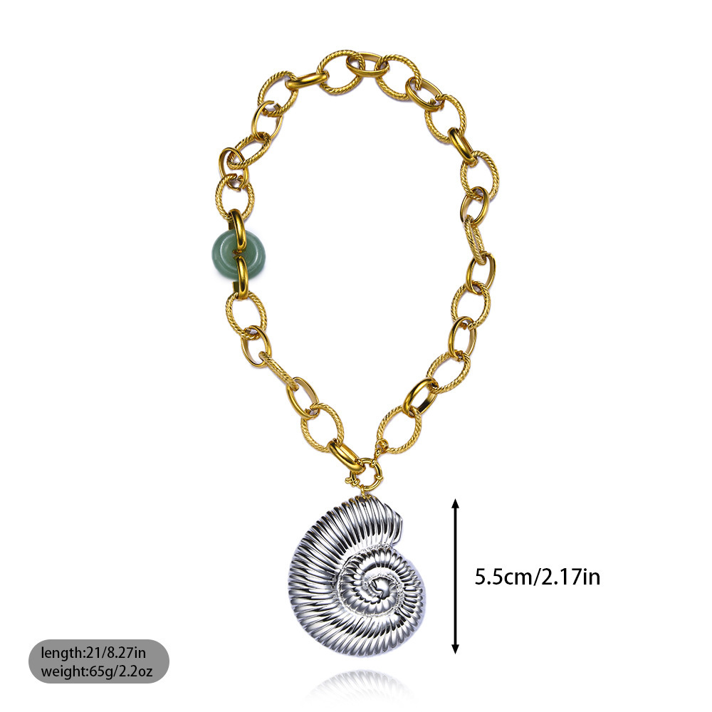 Star And Conch Shell Pendant Women's Necklace Simple Design Summer Vacation Jewelry Accessories Silver Year Gold