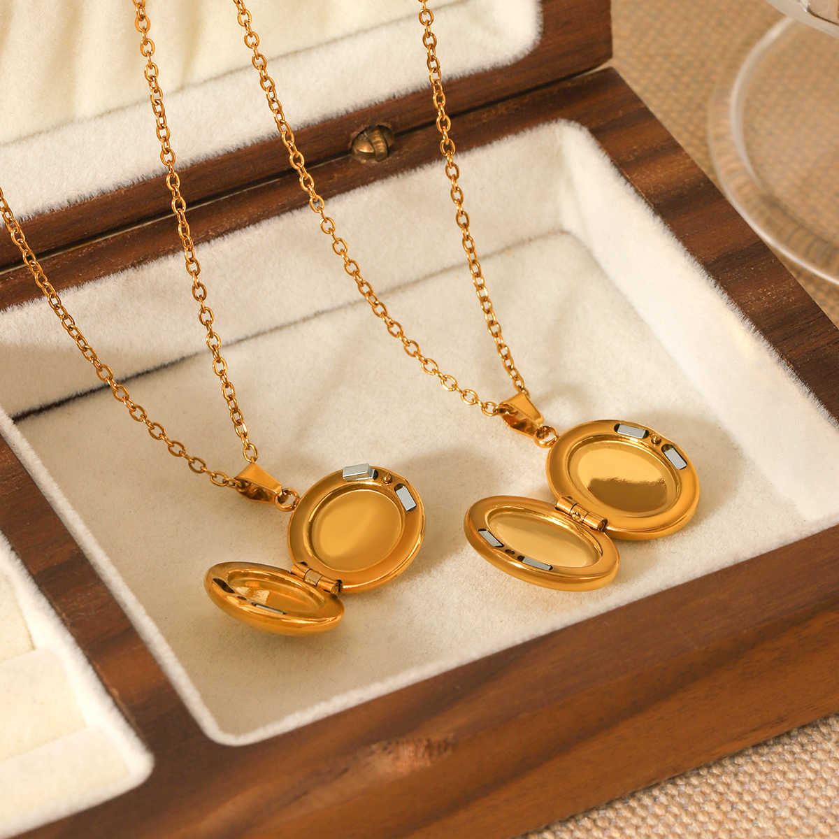 304 Stainless Steel Round PVD Coated Zircon 18K Real Gold Plated Modern Style Artistic Waterproof Non Tarnish Inlay Cable Chain Lobster Trigger Clasp Closure Gold Pendant Necklace