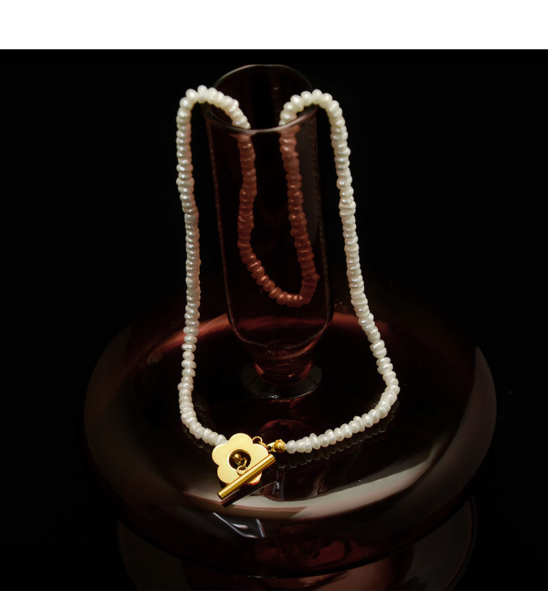 PVD Coated Real Gold Plated 18K Gold Flower 304 Stainless Steel French Style Waterproof Non Tarnish Choker