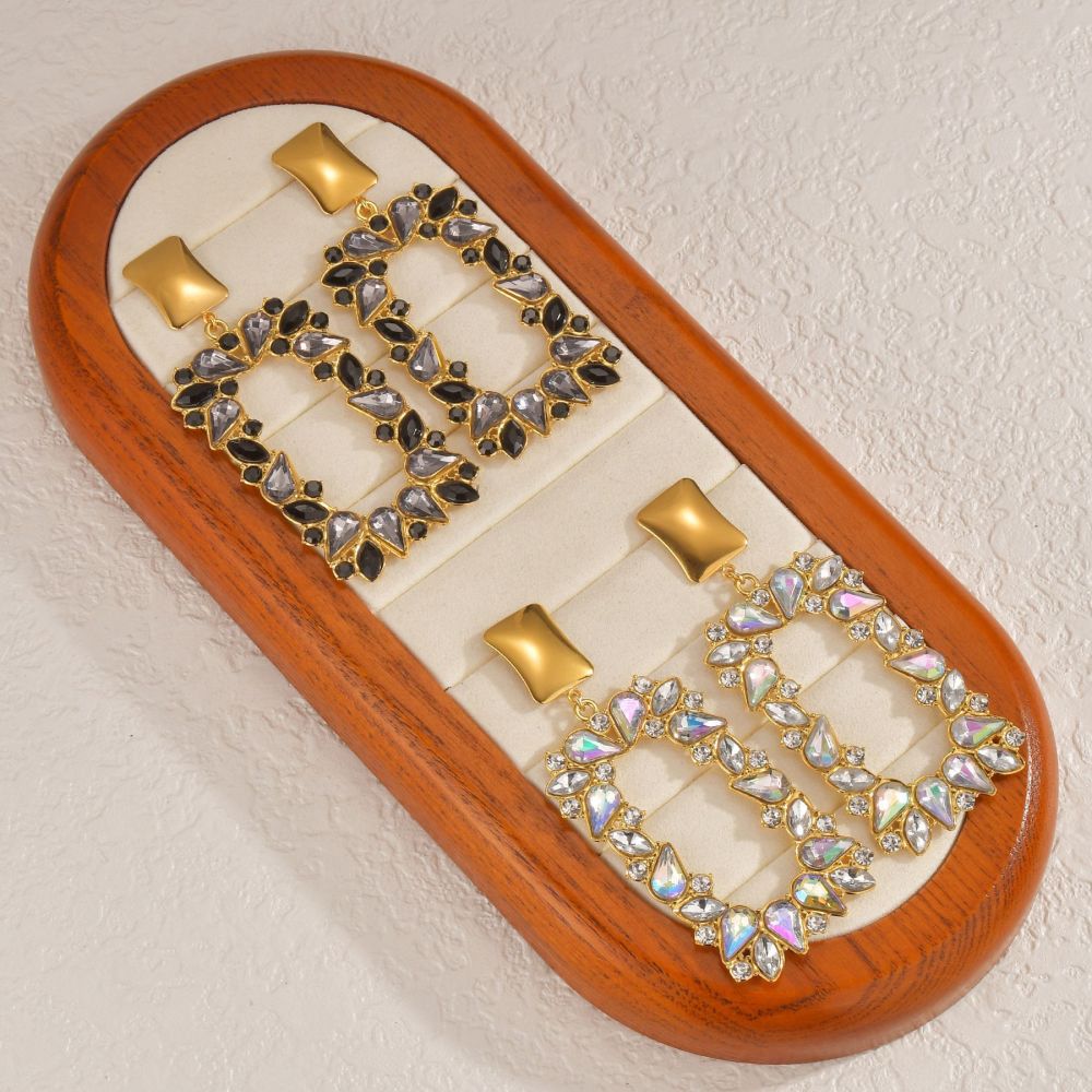 Geometric Dangle Earrings Gold Plated Stainless Steel Unique Design Jewelry Accessories For Women