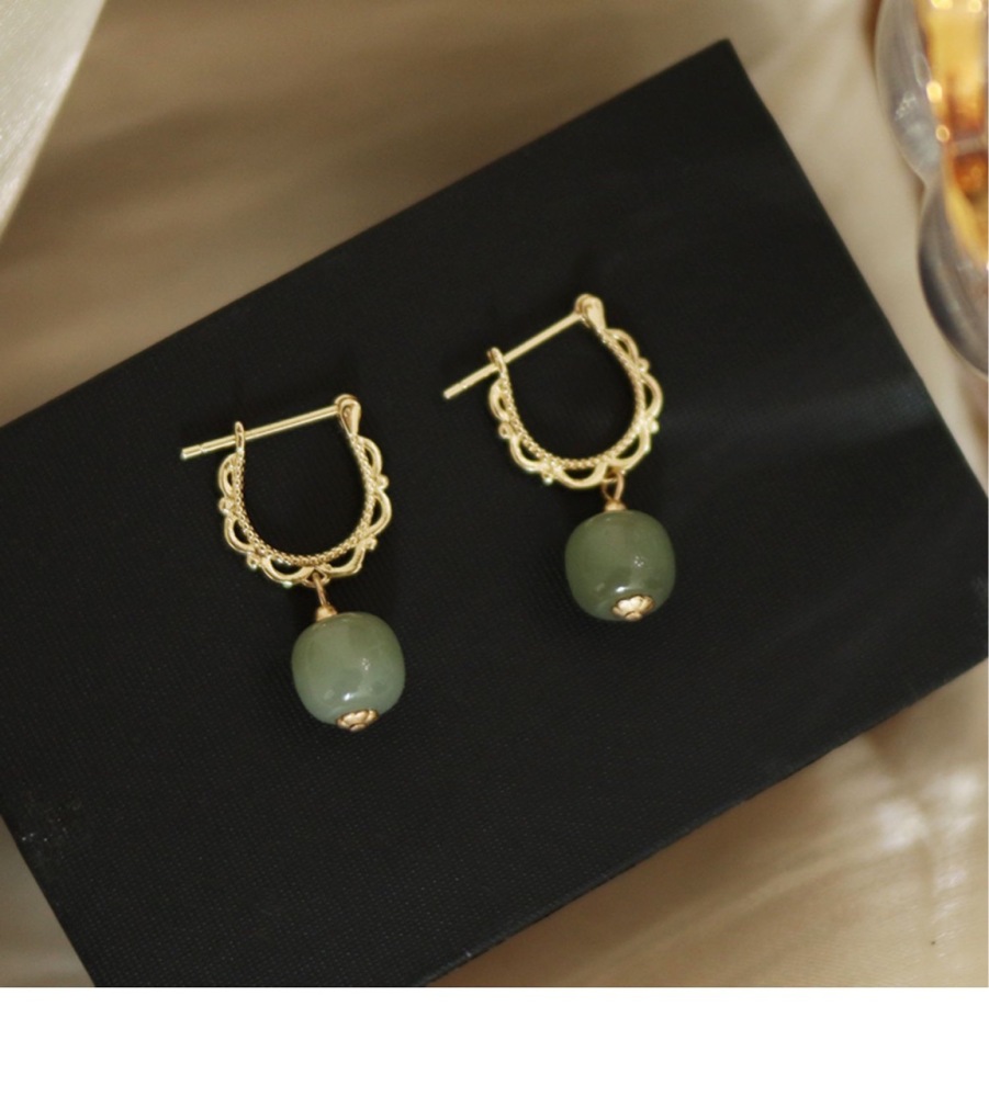 French Retro Turquoise Earrings For Women Soft Lace Flower Ear Clips Palace Ethnic Style Ear Accessories