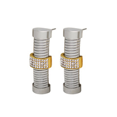 Earrings Steel Color Gold Diamand