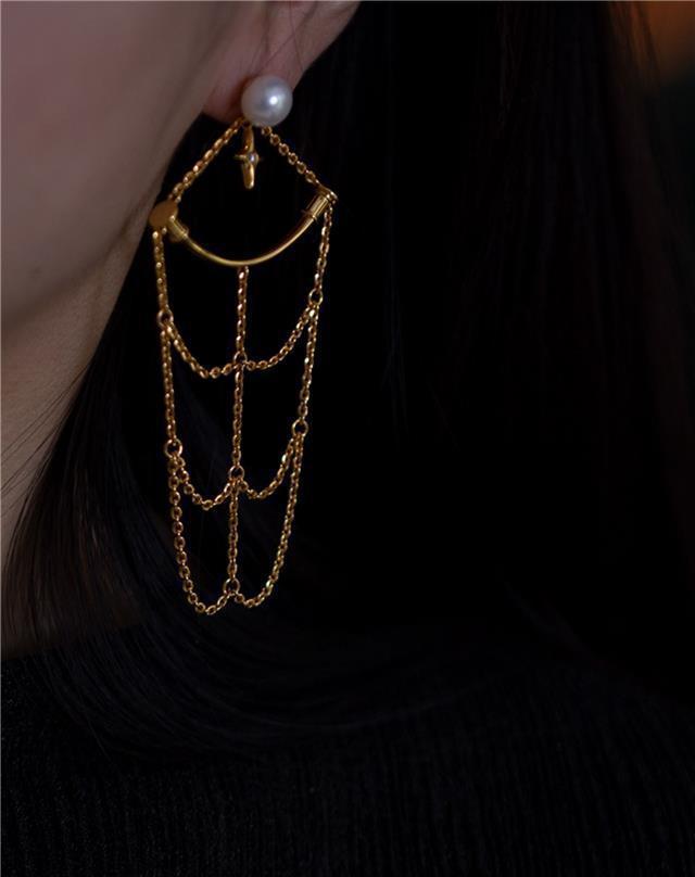 Original Design Net Starlight Pearl Gold Plated Earrings Women's Elegant High-End Feel New Style Fashion Jewelry Accessories