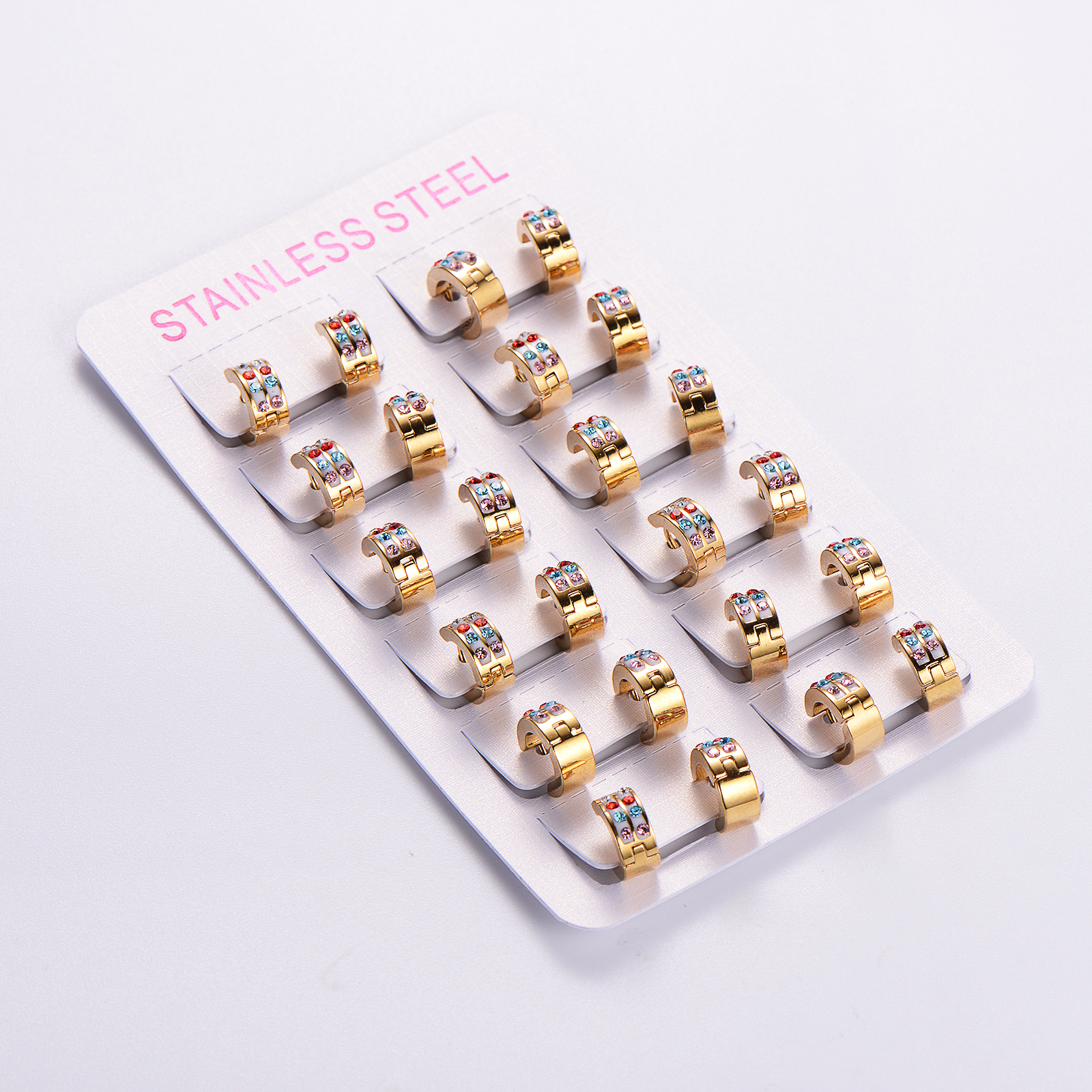 Stainless Steel Solid Color Rhinestones Imitation Gold  Simple Style Classic Style Gold Earrings