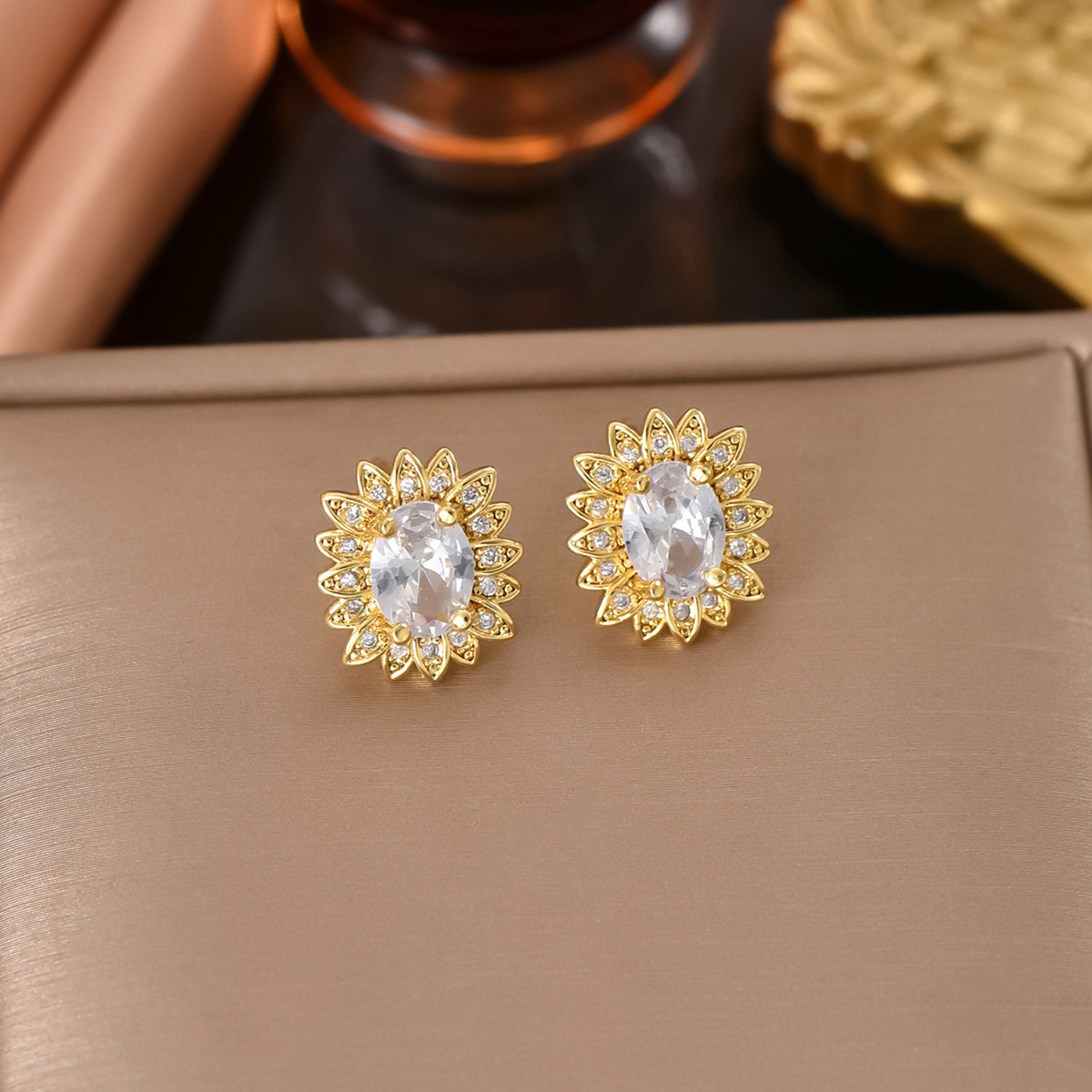 Women's Stainless Steel Necklace Floral Zircon Geometric Minimalist Luxury New Design Pendant Set Elegant Jewelry Accessories