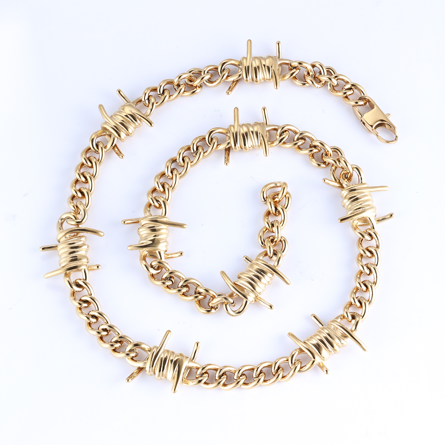 Stainless Steel Hip Hop Style Men's Thorns Necklace Short Version Rock And Simple Classic Cool Cuban Chain Jewelry Accessory