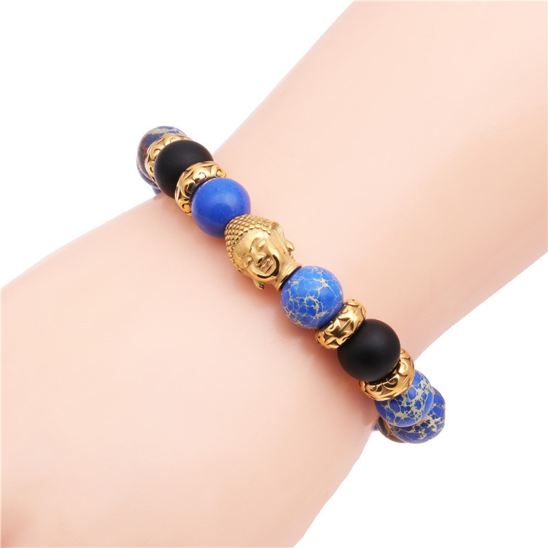 Fashion Bracelets Stainless Steel Woven Adjustable Buddha Head Bracelet