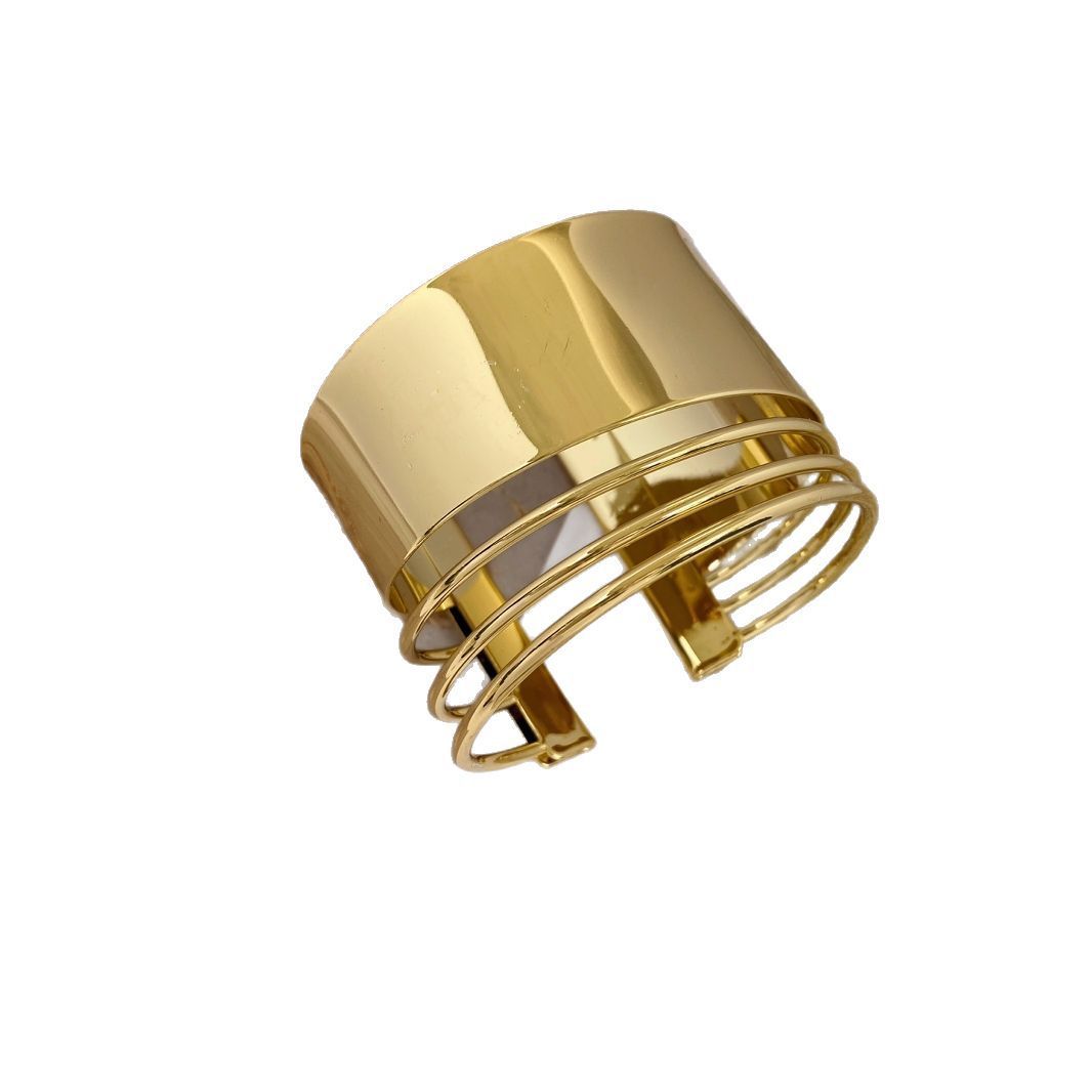 Elegant Multi-Layer Wrap Open Hand Bracelet Simple Line Personality Fashion Jewelry Accessories Geometric Pattern Metal Earings