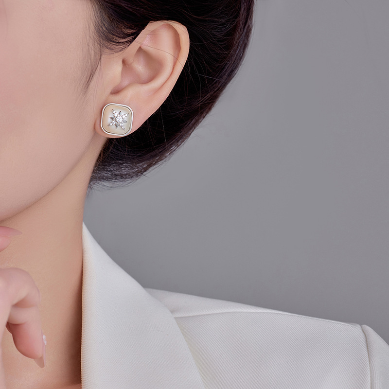 Natural Abalone Octagonal Star-Shaped Women's Earrings Trendy Pendant Stud Earrings Jewelry Accessories