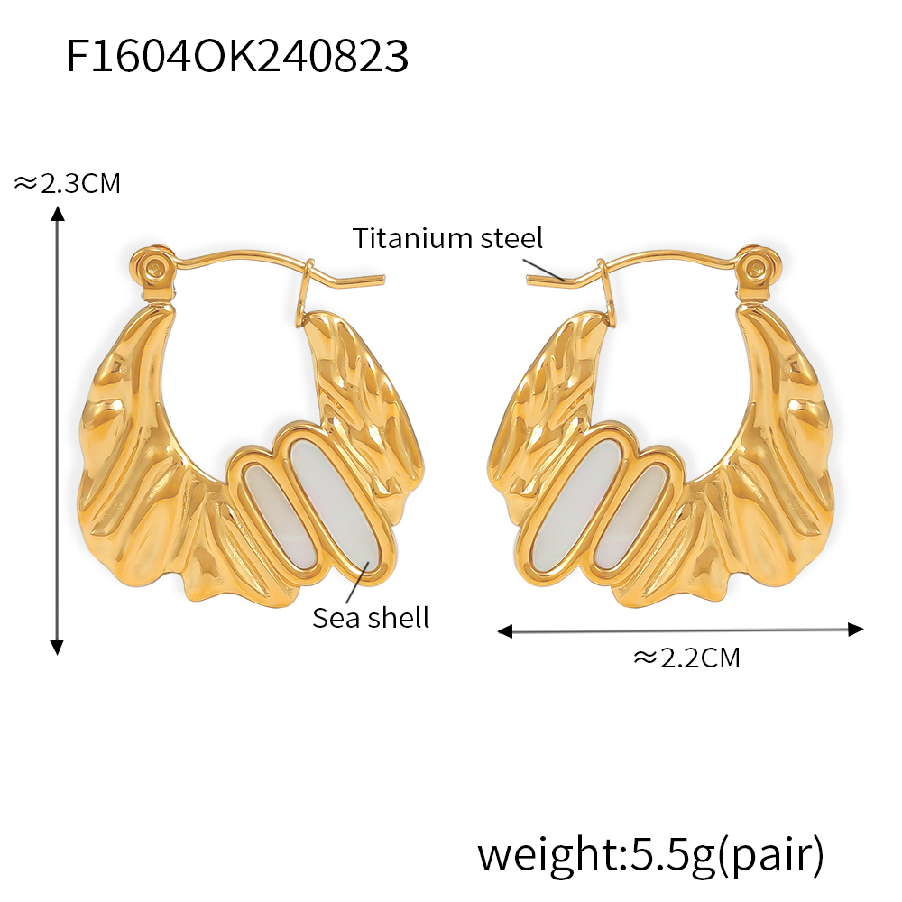 304 Stainless Steel Geometric PVD Coated Shell Real Gold Plated 18K Gold Elegant Artistic Commute Waterproof Non Tarnish Plating Earrings