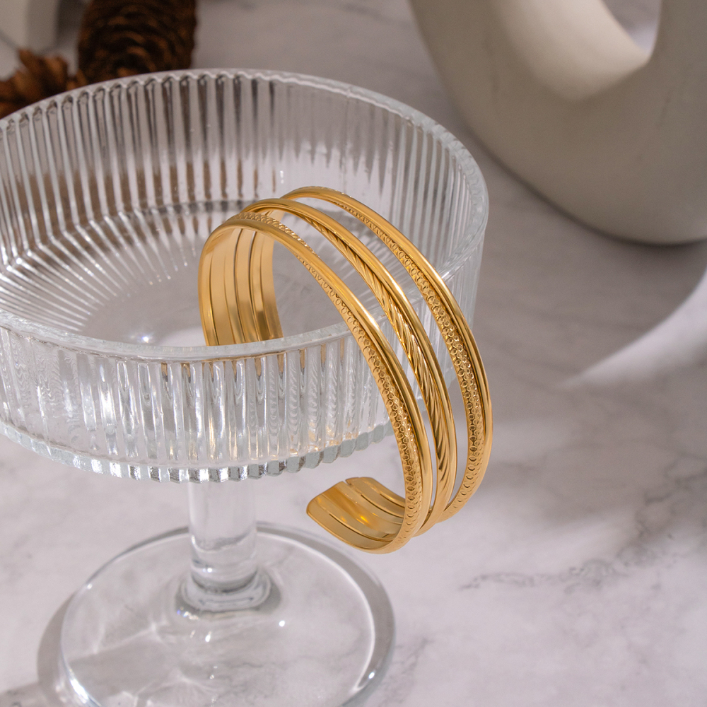 Multi-layer Geometric Ring-shaped 18K Gold Plated 304 Stainless Steel Bracelet Accessories Jewelry For Women Eco-friendly Non-fading Yiwu