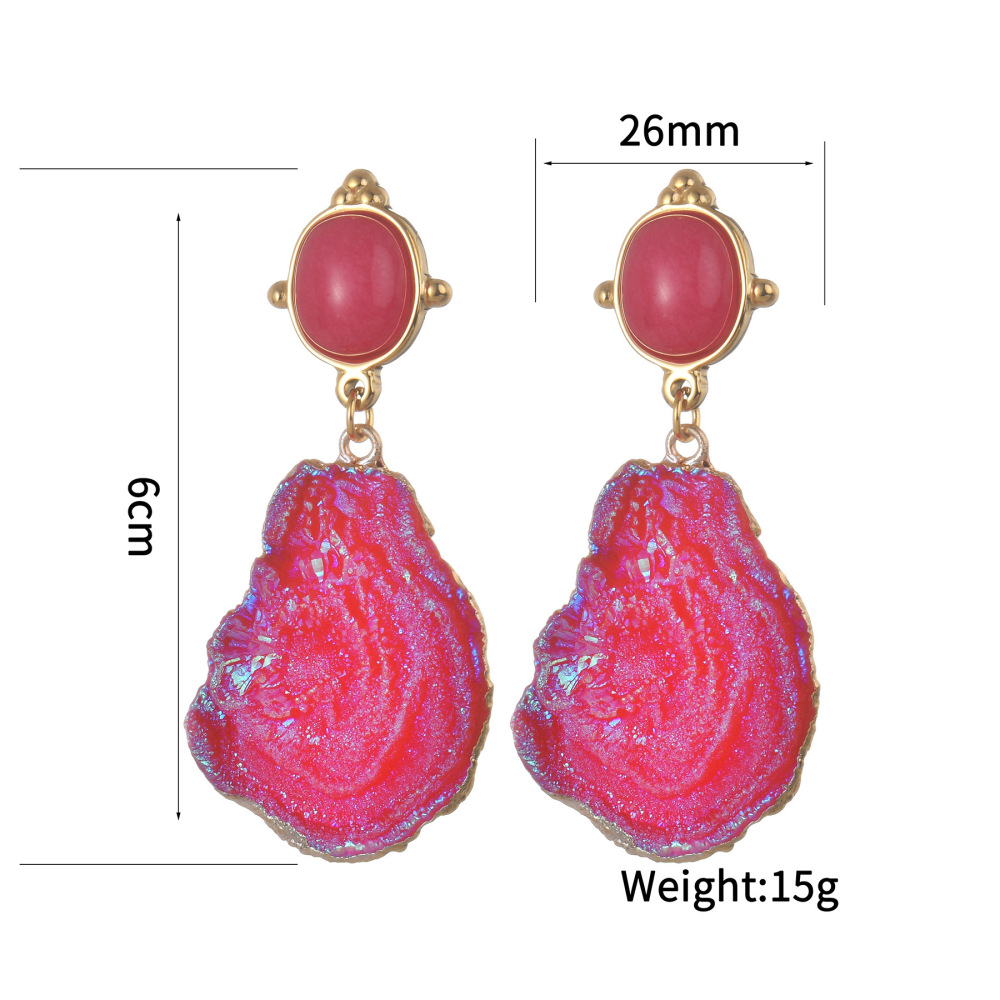 Volcano Pendant Earrings For Women Pink Irregular Stainless Steel Earrings Simple Accessories