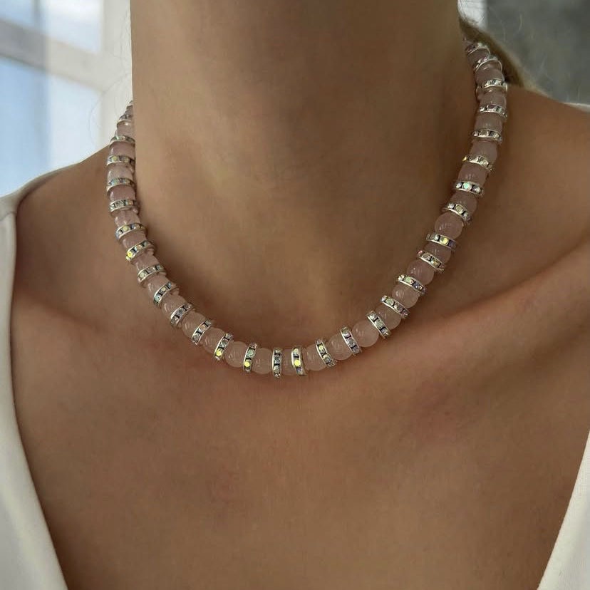 Natural Stone Mixed Beads Necklace Collarbone Chain High-End Sensation Unique Design Titanium Steel U-Shaped Jewelry Accessories For Women