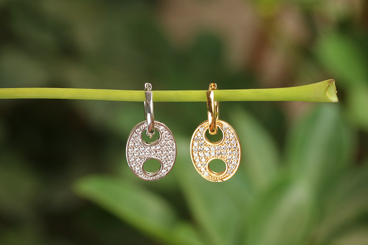 Fashion Geometric Plating Copper Zircon Copper Earrings