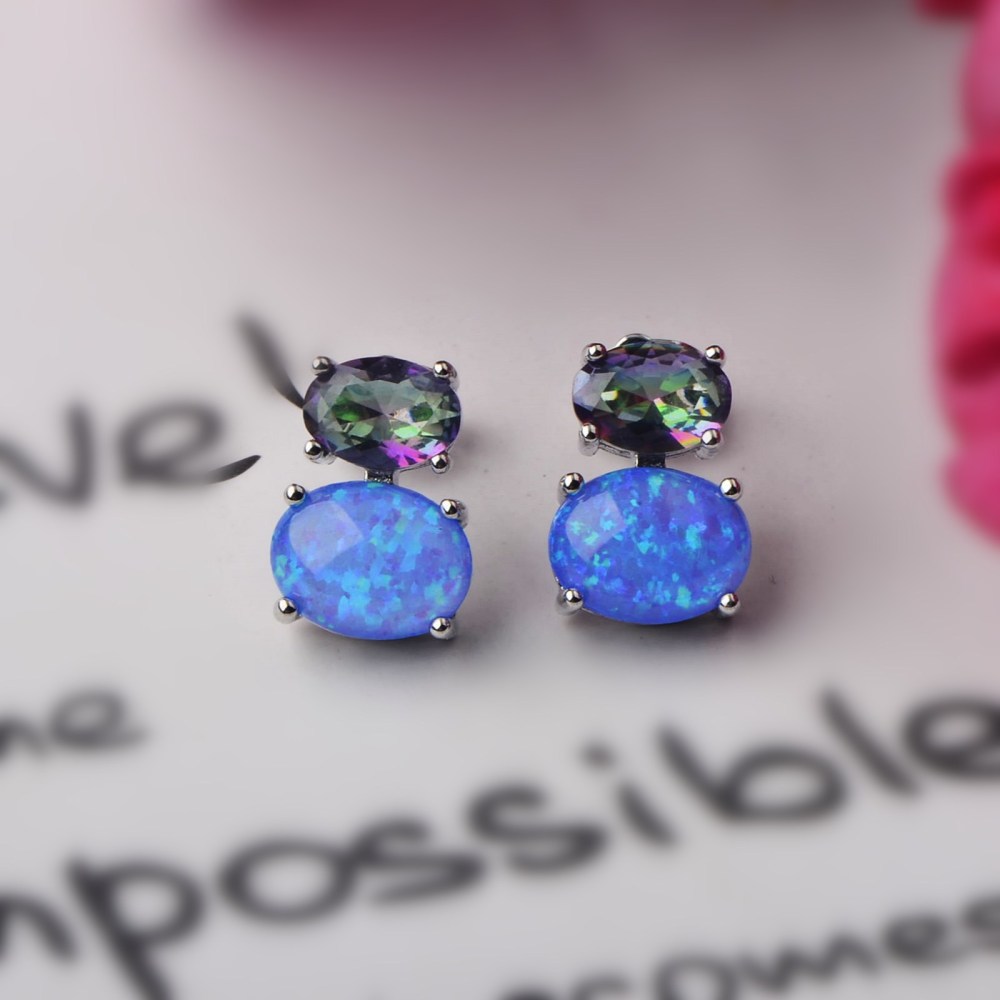 Hawaii Style Oval Shape TikTok Popular Ear Cuff Rings Opal Unisex Copper Material Jewelry Accessories Ear Rings Circular And Oval