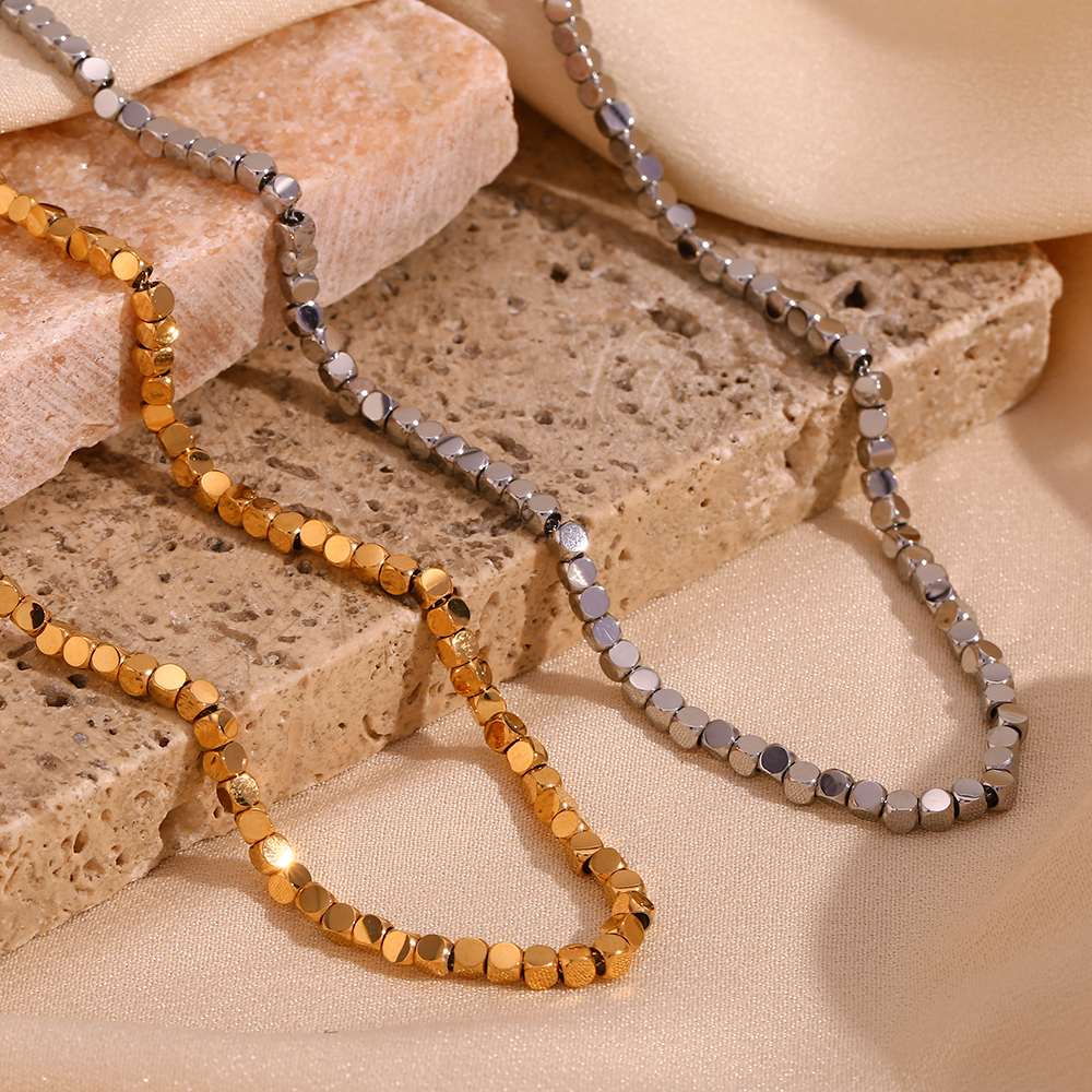 304 Stainless Steel Solid Color PVD Coated Stone-Free 18K Real Gold Plated Basic Simple Style Classic Style Waterproof Non Tarnish Plating Necklace