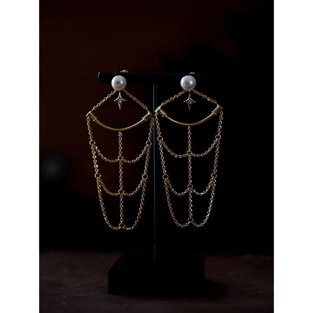 Original Design Net Starlight Pearl Gold Plated Earrings Women's Elegant High-End Feel New Style Fashion Jewelry Accessories