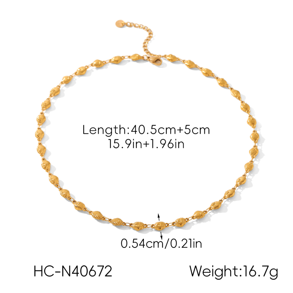 INS Style Stainless Steel Heart Necklace Non-Fading 18K Gold Shell Collarbone Chain Titanium Steel Jewelry  Accessories