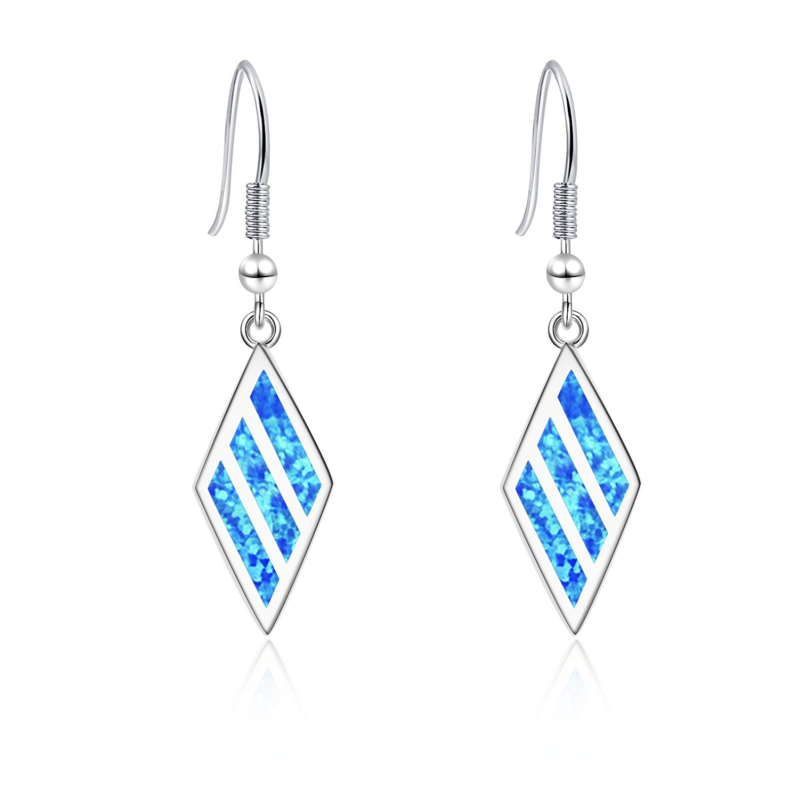 Delightful Diamond Shape Opal Earrings For Girls Cute Simple Style Copper Jewelry Accessories Tiktok Hot Sale